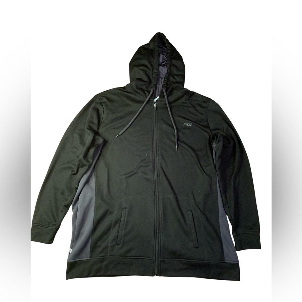 FILA Men’s Black & Grey Full Zip Performance Hoodie - Size 1XLT